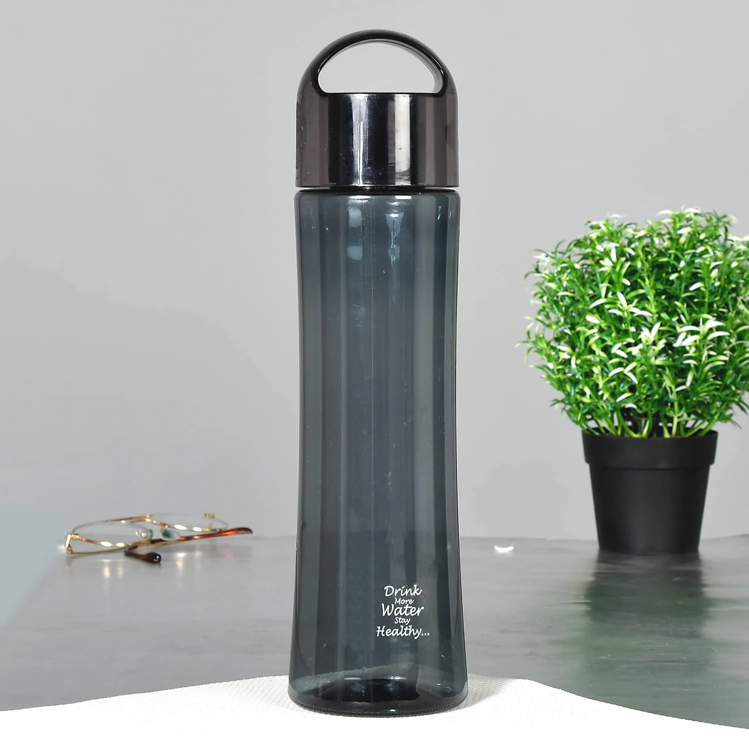 Heart Home Plastic Water Bottle- 1 Litre, Pack of 4 (Red & Grey)