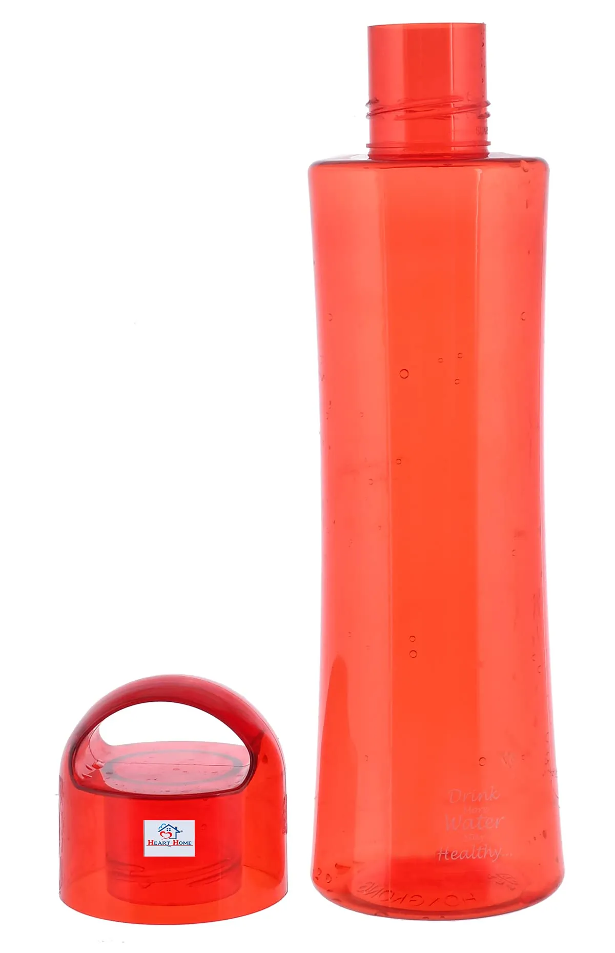 Heart Home Plastic Water Bottle- 1 Litre, Pack of 4 (Red & Grey)