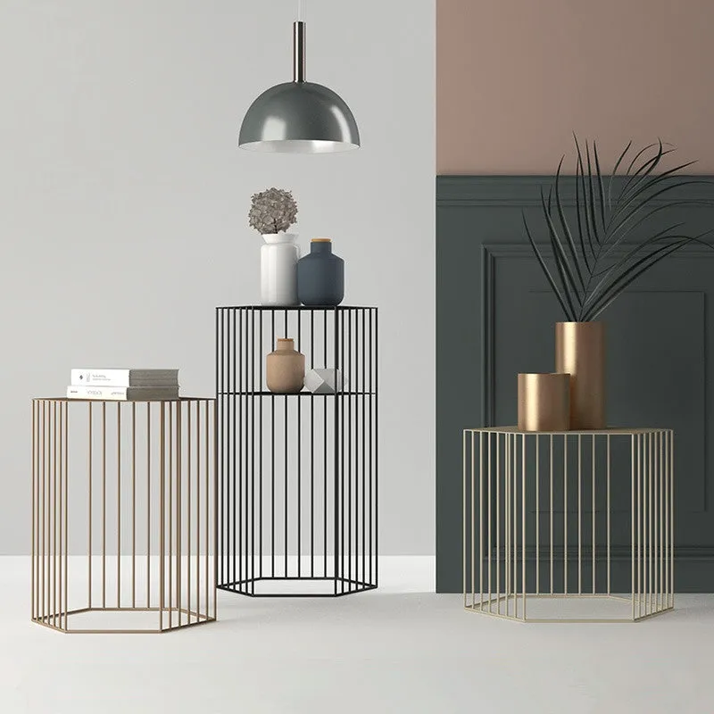 Hexagon Metal Frame Side Table