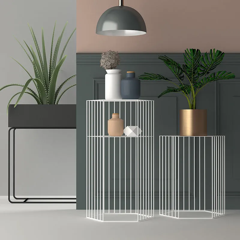 Hexagon Metal Frame Side Table