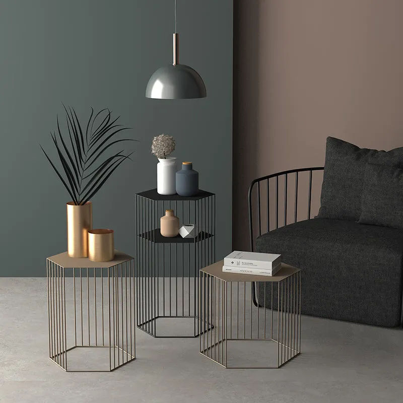 Hexagon Metal Frame Side Table