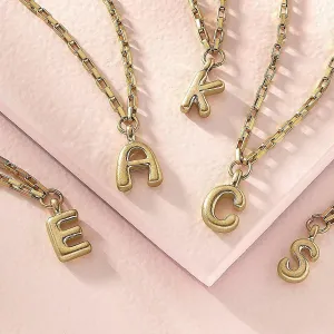 Holly Bubble Letter Initial Necklace