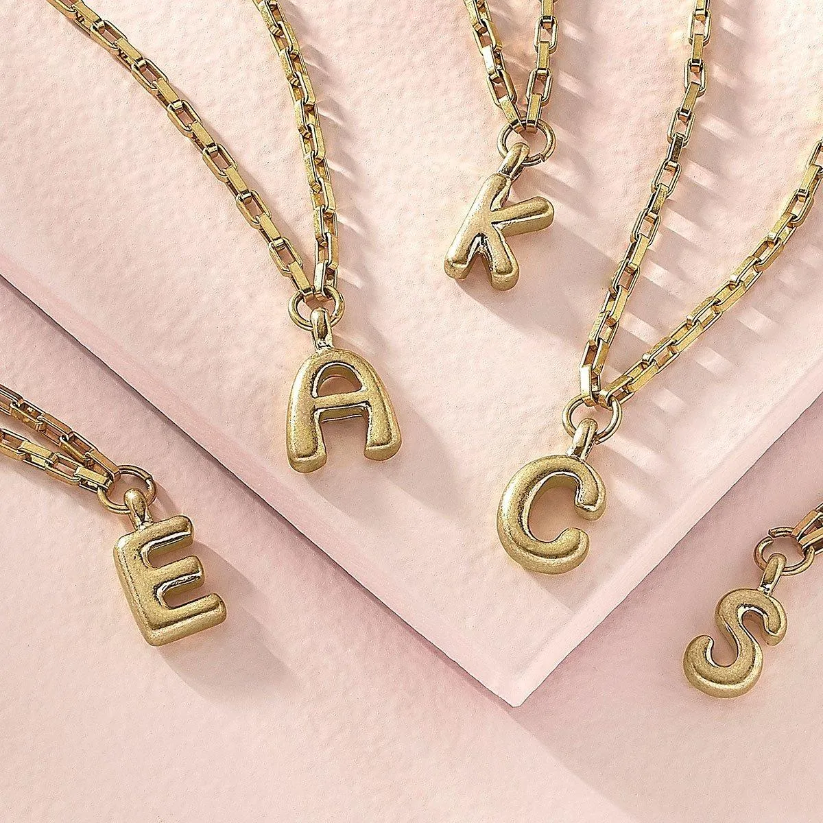 Holly Bubble Letter Initial Necklace