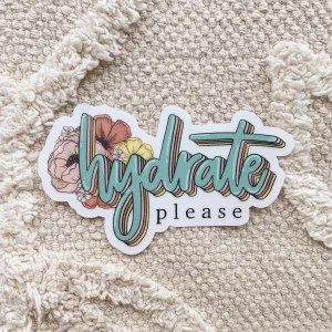 Hydrate Floral CLEAR Water bottle Sticker