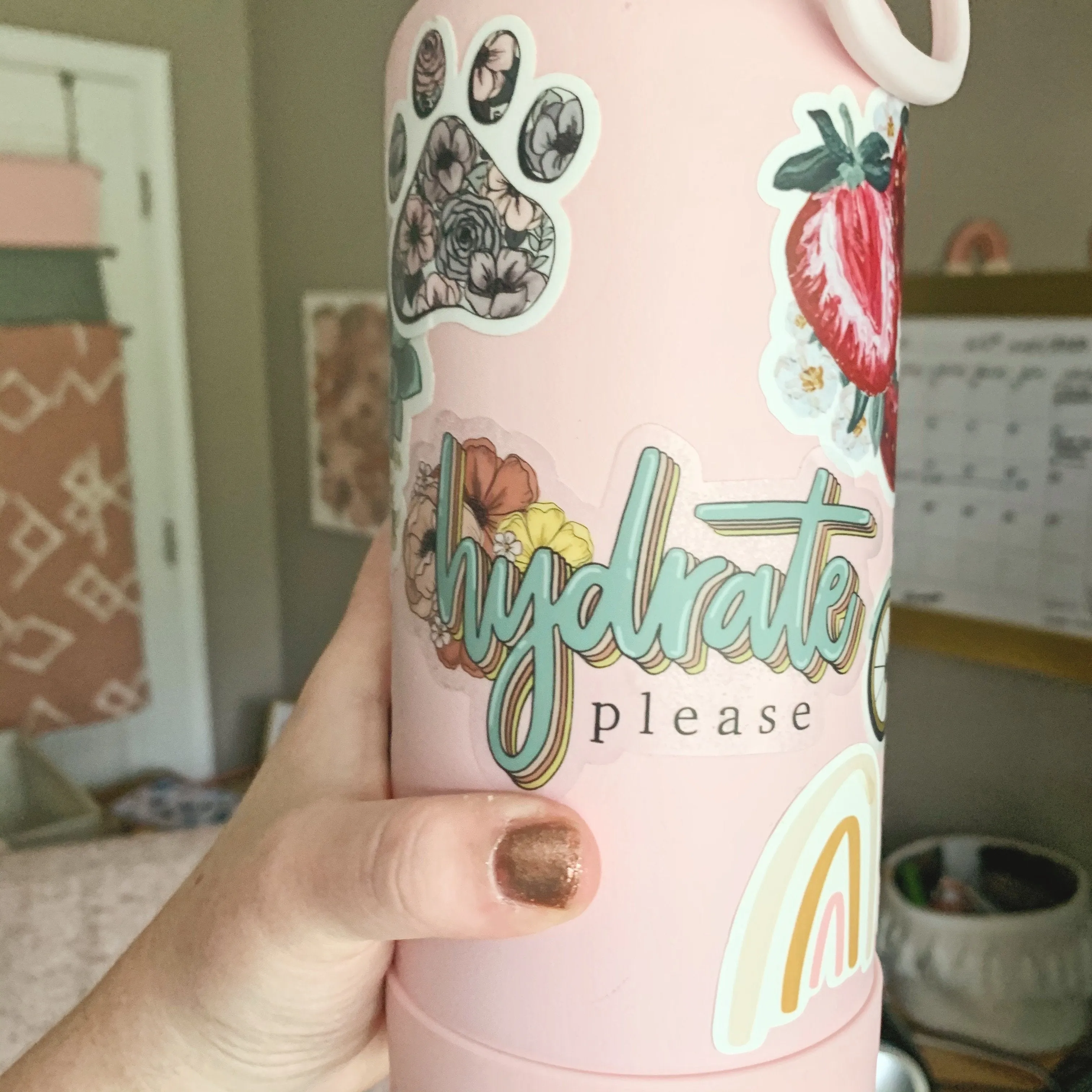 Hydrate Floral CLEAR Water bottle Sticker