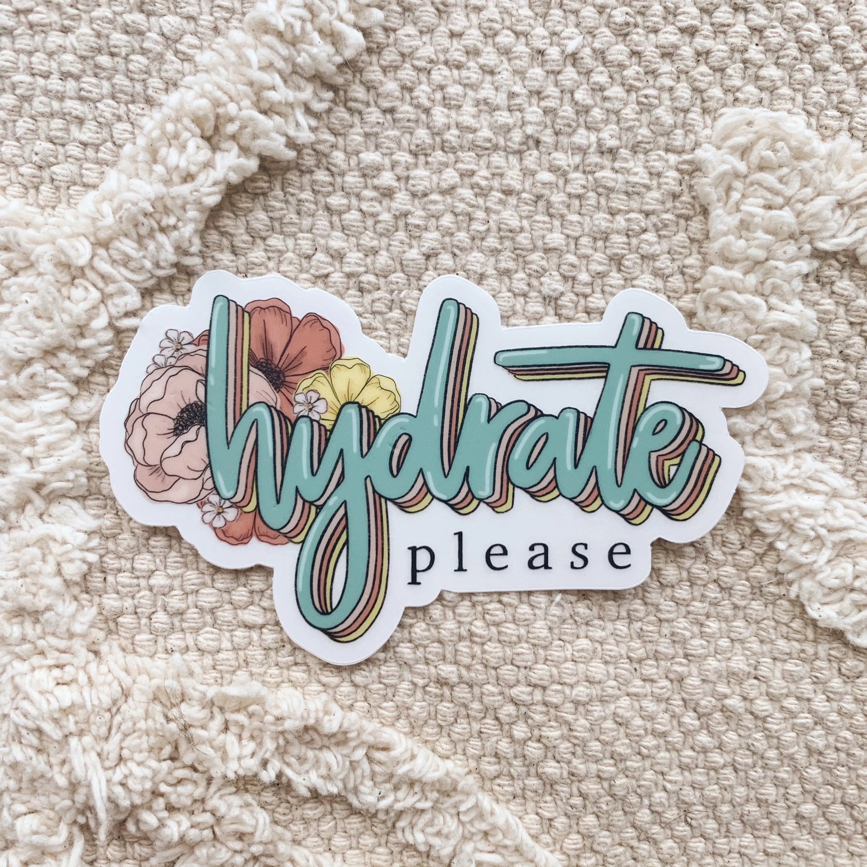 Hydrate Floral CLEAR Water bottle Sticker