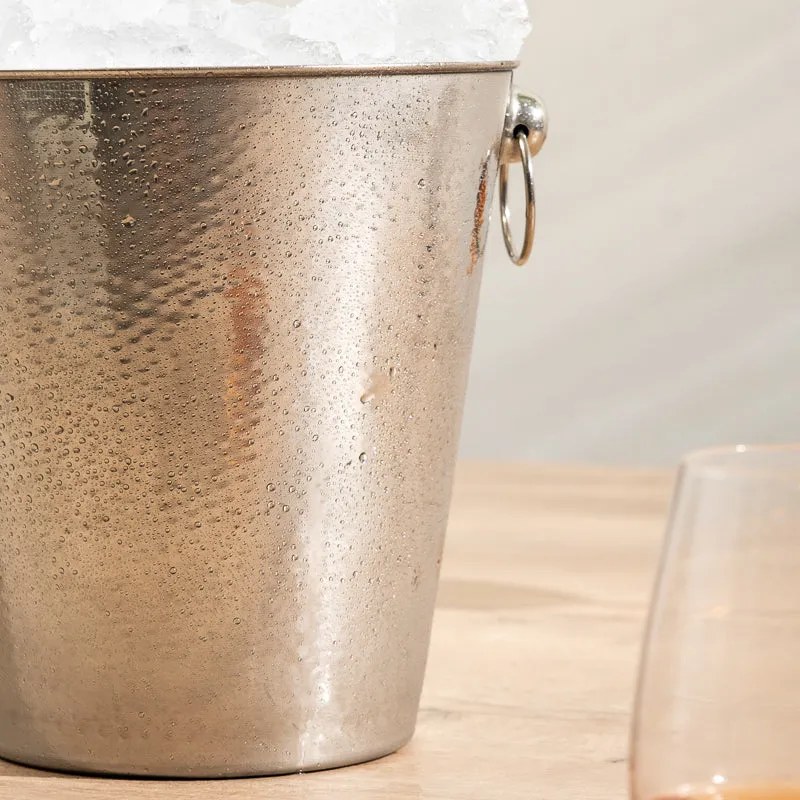 Ice Bucket - Hammered Silver