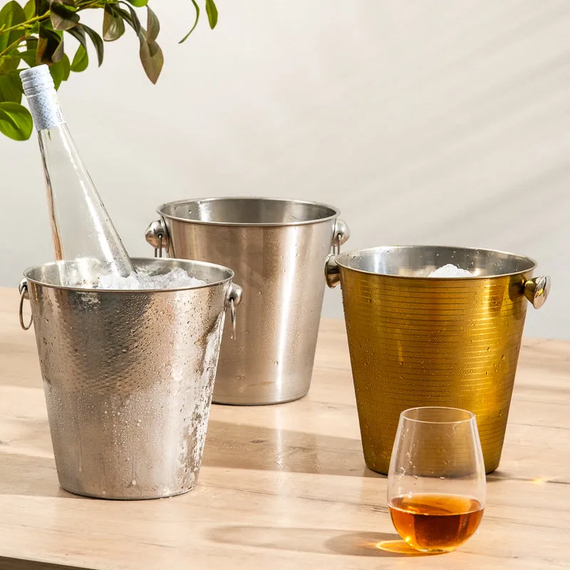 Ice Bucket - Hammered Silver