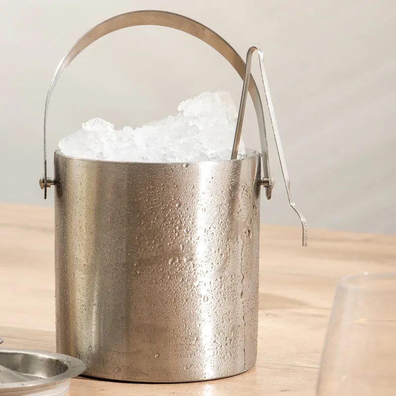 Ice Bucket with Lid and Tongs - Stainless Steel