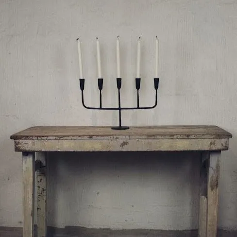 Ina Five Arm Cast Iron Candelabra
