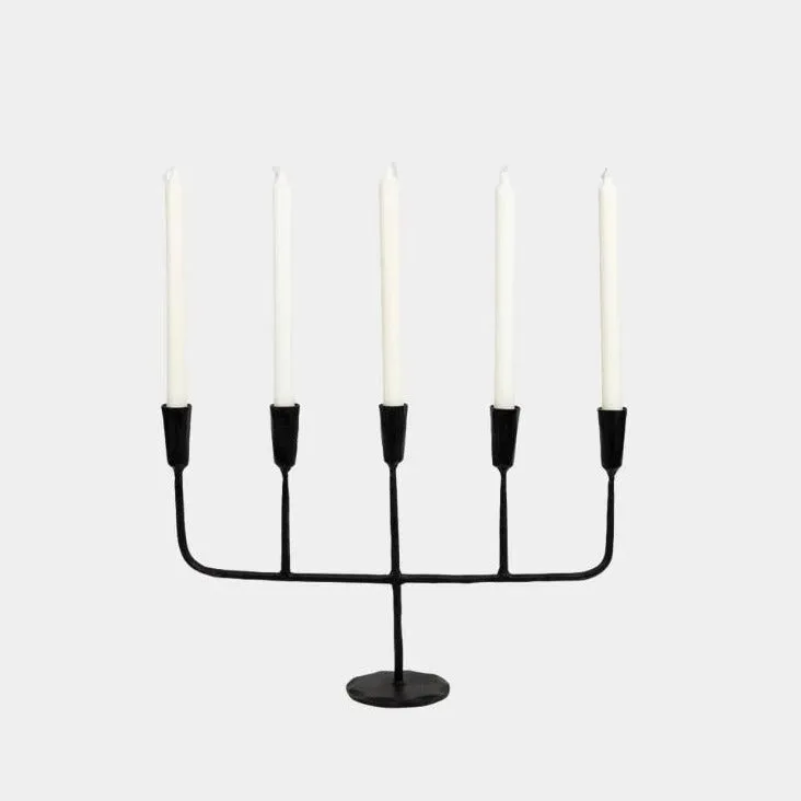 Ina Five Arm Cast Iron Candelabra