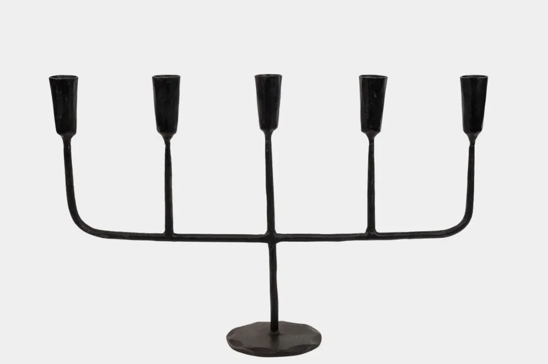 Ina Five Arm Cast Iron Candelabra