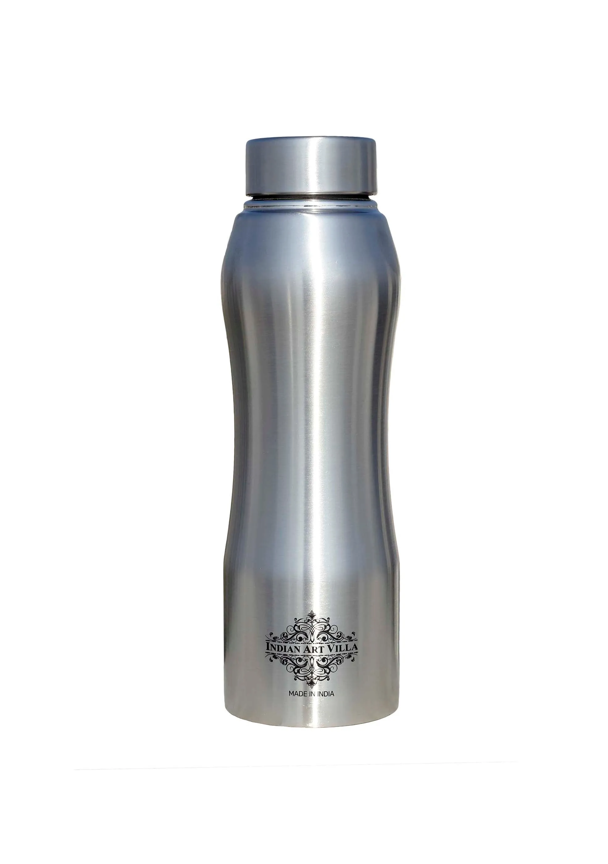 IndianArtVilla Pure Steel Bottle Ergonomic Design With Steel Cap Plain Matt 750 ML