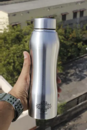 IndianArtVilla Pure Steel Bottle Ergonomic Design With Steel Cap Plain Matt 750 ML