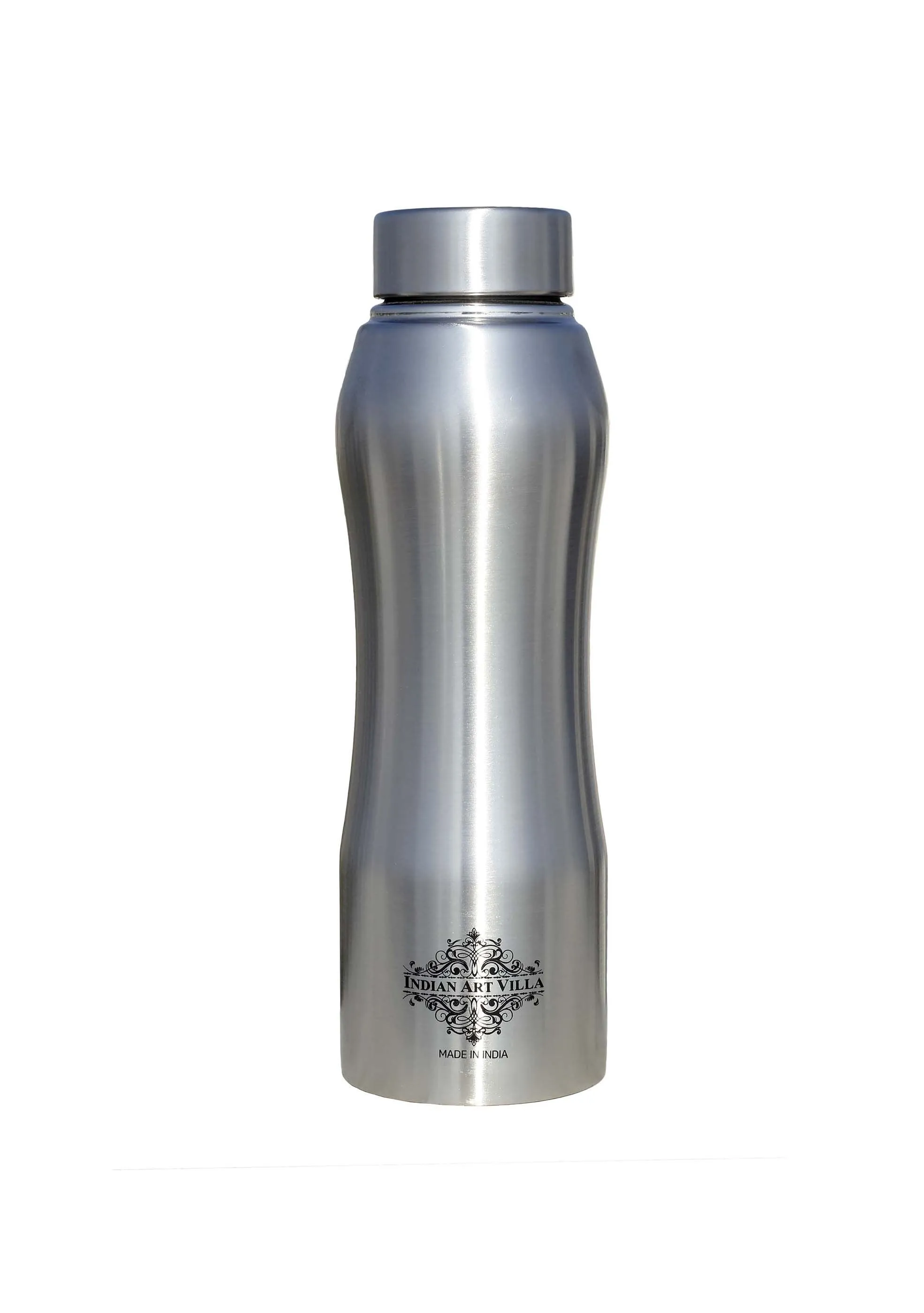IndianArtVilla Pure Steel Bottle Ergonomic Design With Steel Cap Plain Matt 750 ML
