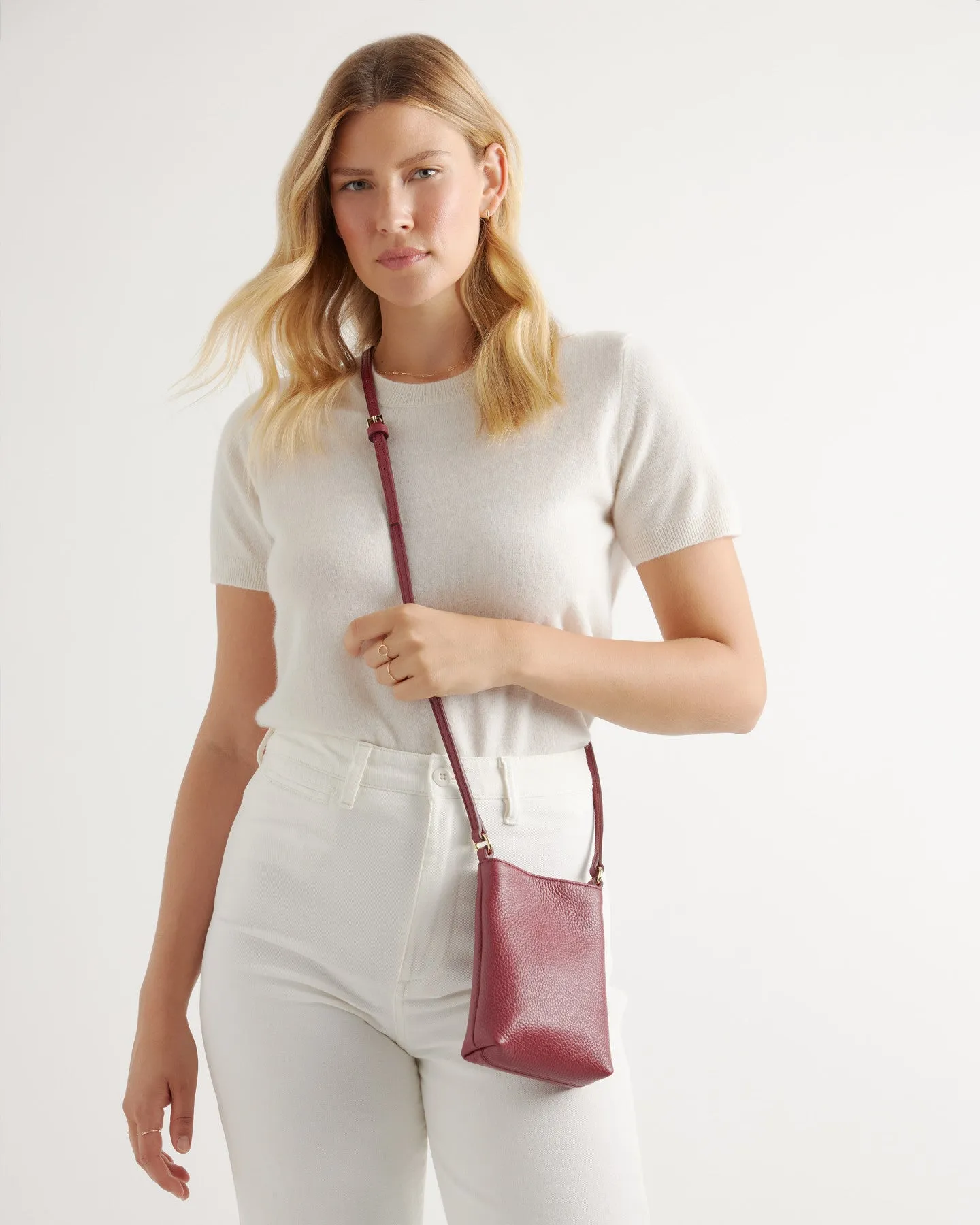 Italian Pebbled Leather Phone Crossbody