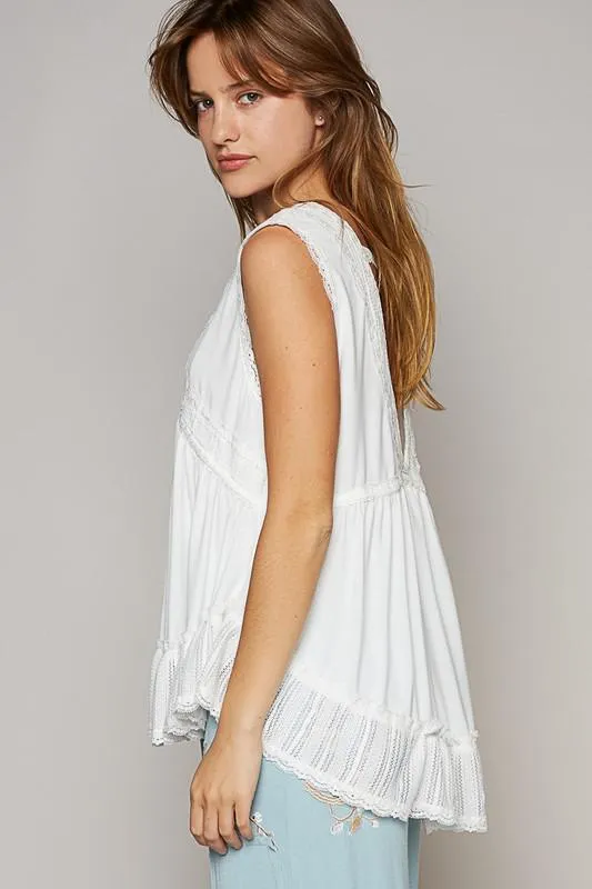 Ivory Lace Trim Top