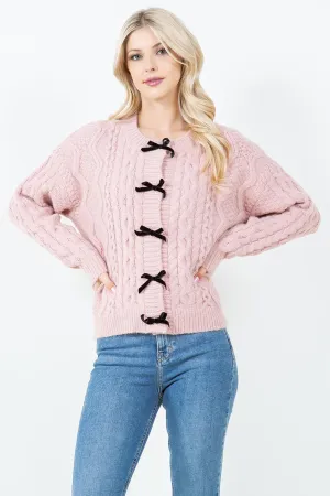 Ivory Ribbon Knit Cardigan