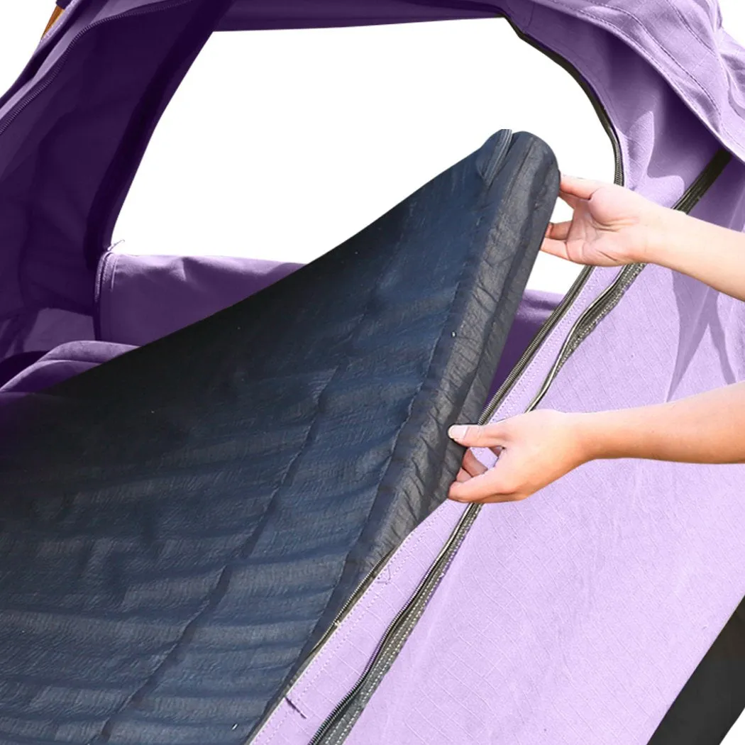 King Single Swag Camping Swags Canvas Dome Tent Hiking Mattress Purple