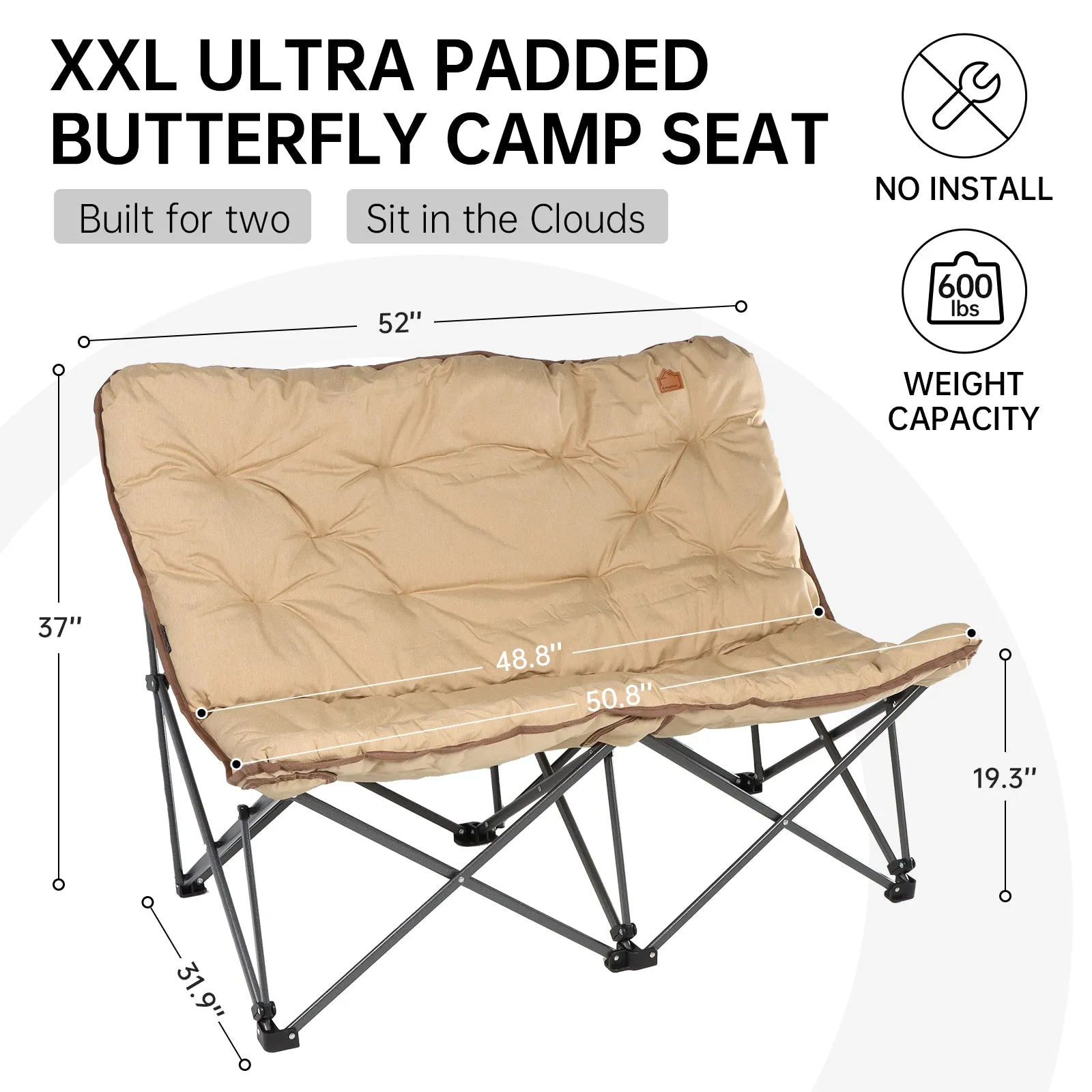 KingCamp LEMON C20 Oversized Padded Double Chair