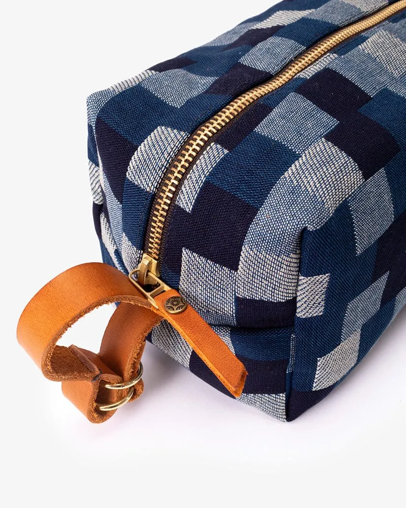 Kiriko Original Dopp Kit, Shades of Blue Patchwork