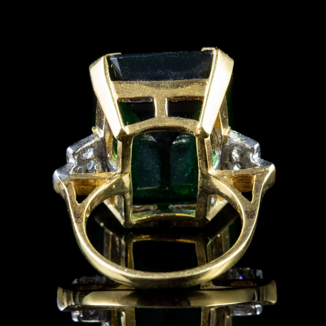 Large Green Paste Ring 18Ct Gold Silver