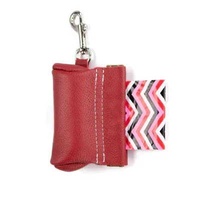 Leather Poop Bag Pouch - Green