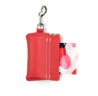 Leather Poop Bag Pouch - Green