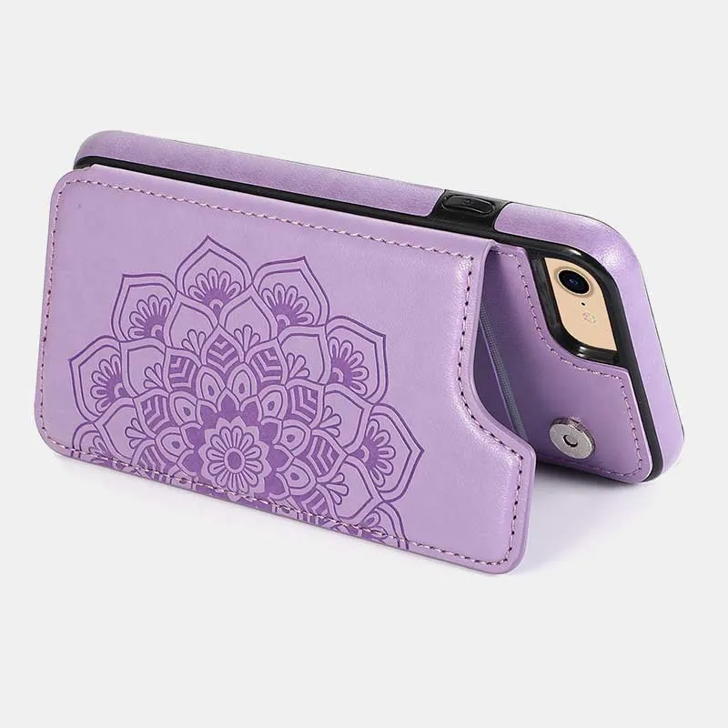 Leather Wallet Phone Case with Card Holder ID Window Compatible with iPhone Samsung