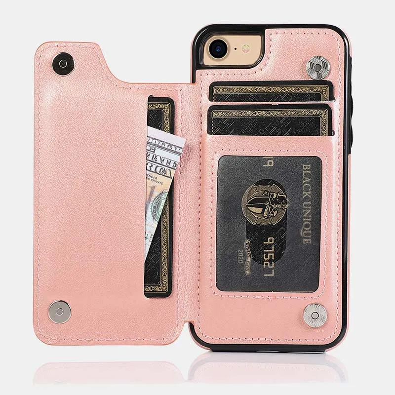 Leather Wallet Phone Case with Card Holder ID Window Compatible with iPhone Samsung