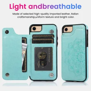 Leather Wallet Phone Case with Card Holder ID Window Compatible with iPhone Samsung
