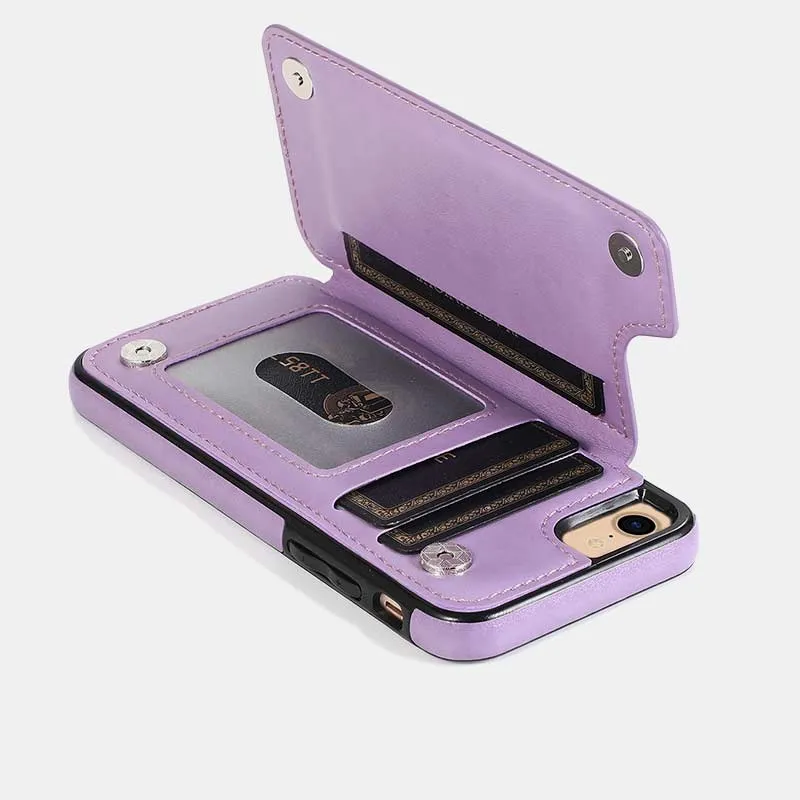 Leather Wallet Phone Case with Card Holder ID Window Compatible with iPhone Samsung