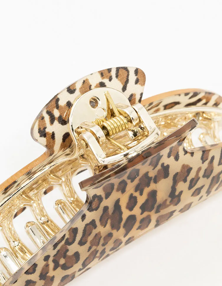Leopard Print Curved Hair Claw Clip