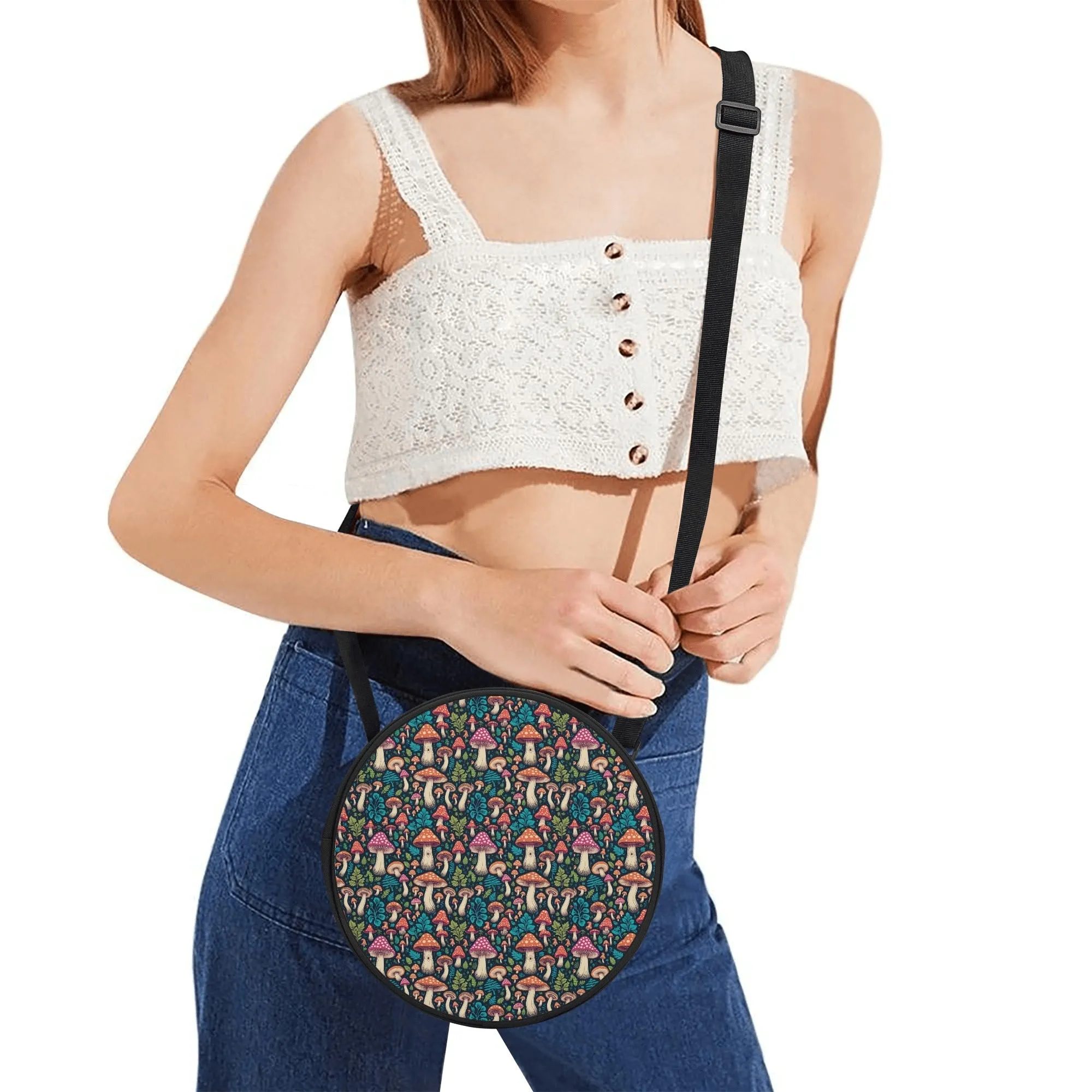 Little Shrooms Round Satchel Bag