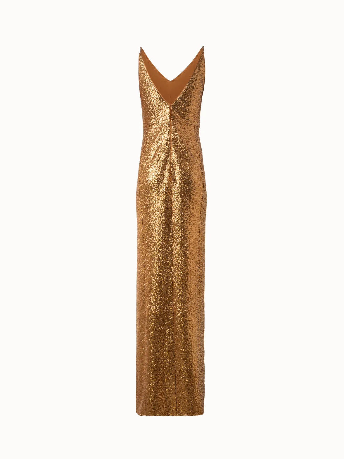 Long Sequined Evening Gown with V-Neck