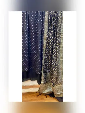 Luxurious Black Banarasi Cotton Silk Suit Set