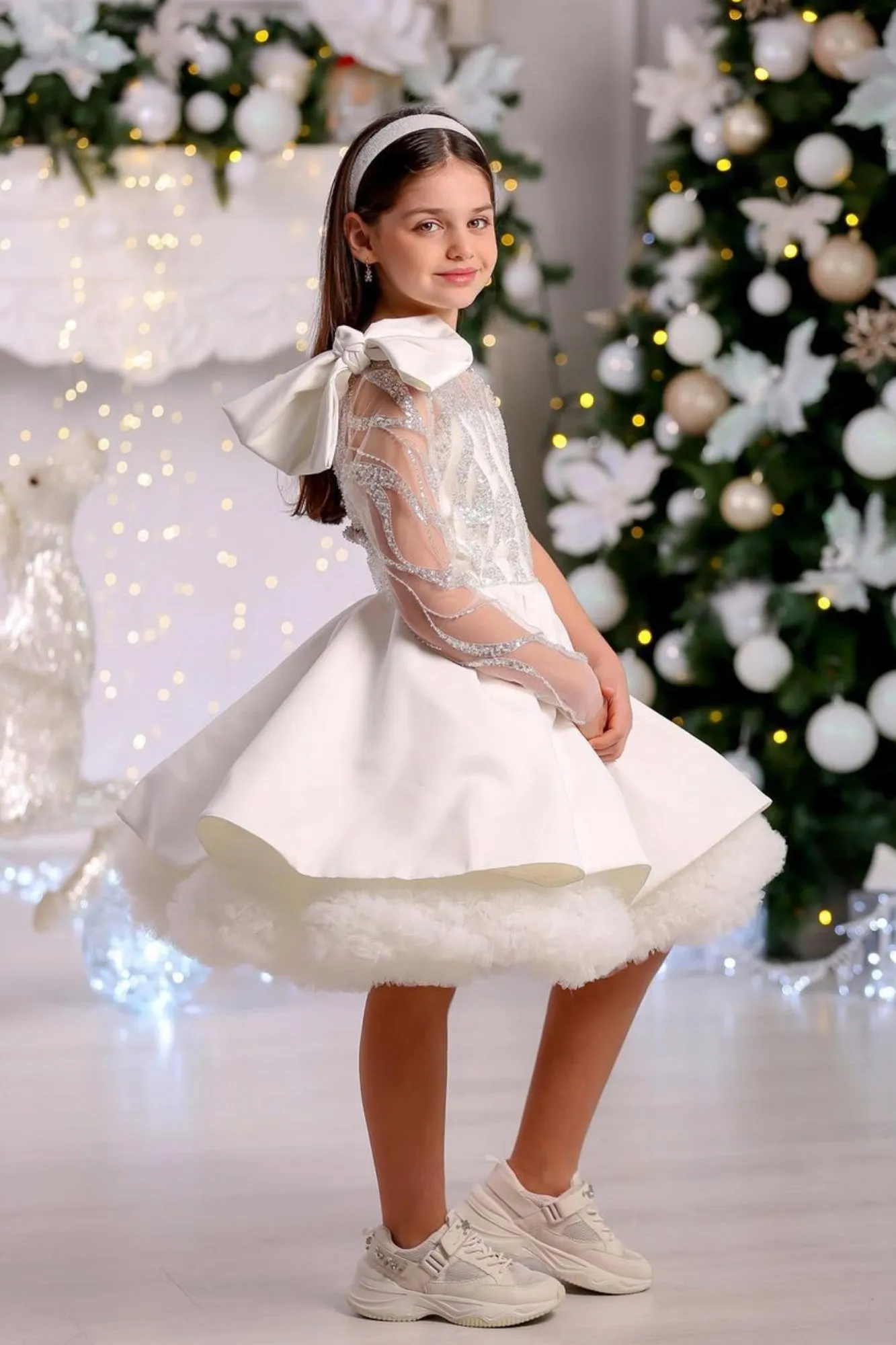 Luxurious Bow Shoulder Festive Tutu Dress