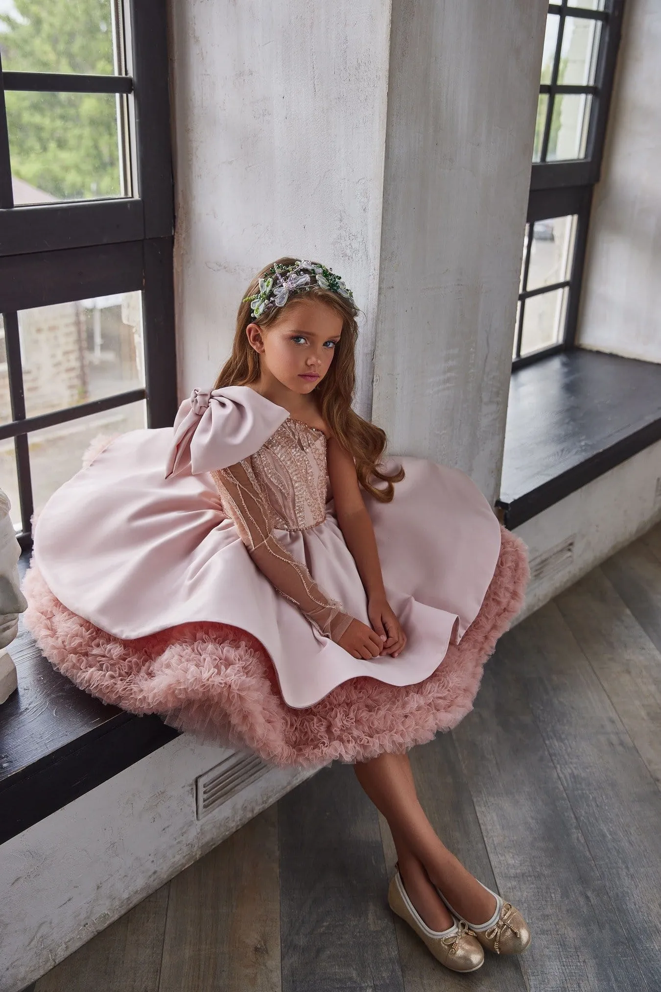 Luxurious Bow Shoulder Festive Tutu Dress