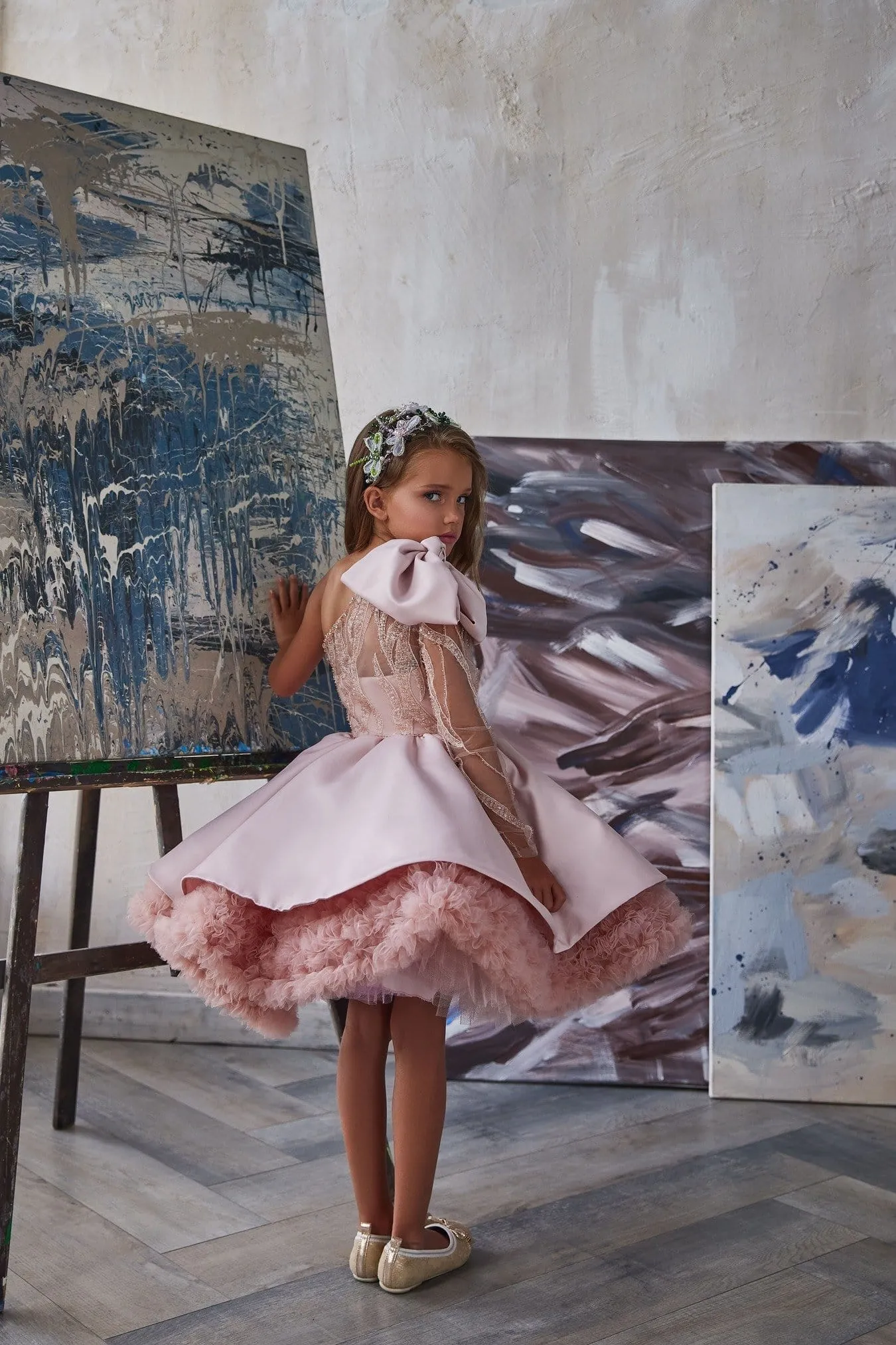 Luxurious Bow Shoulder Festive Tutu Dress