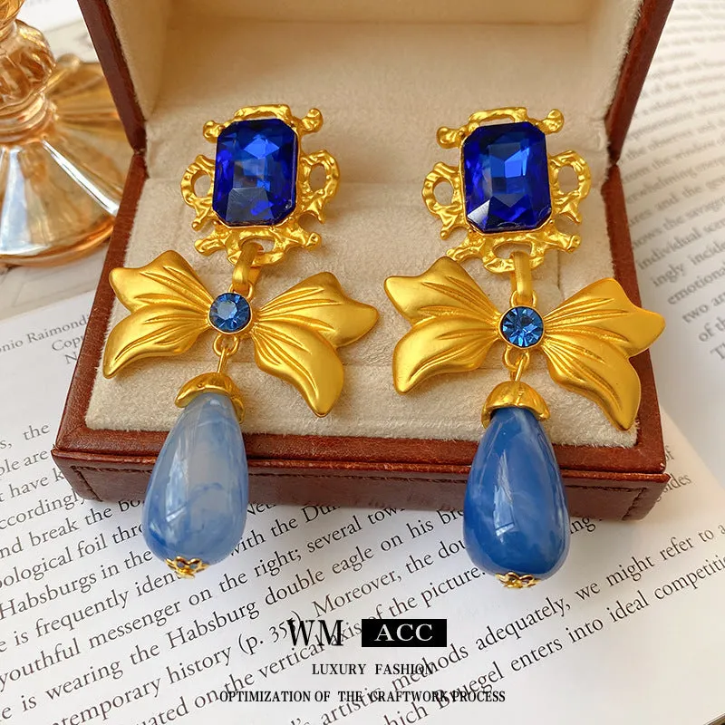 Luxurious Droplet Bowknot Copper Electroplating Earrings