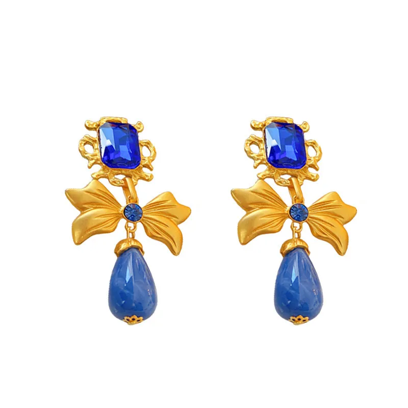 Luxurious Droplet Bowknot Copper Electroplating Earrings