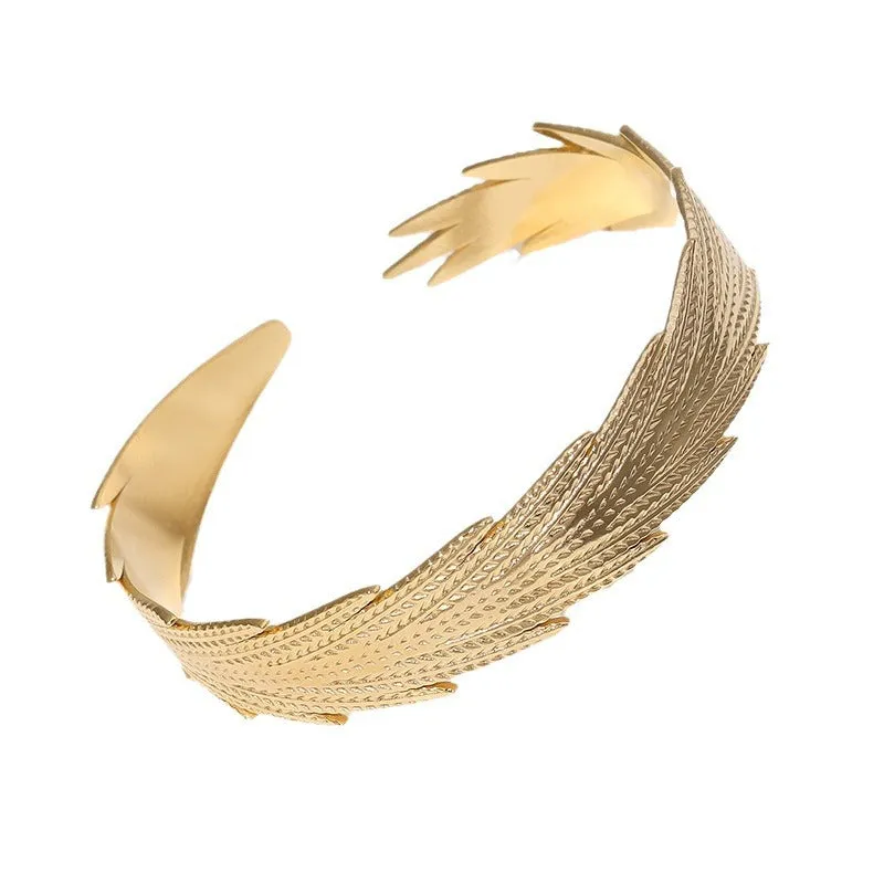 Luxurious Feather Stainless Steel Electroplating Bangles