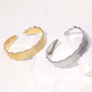 Luxurious Feather Stainless Steel Electroplating Bangles