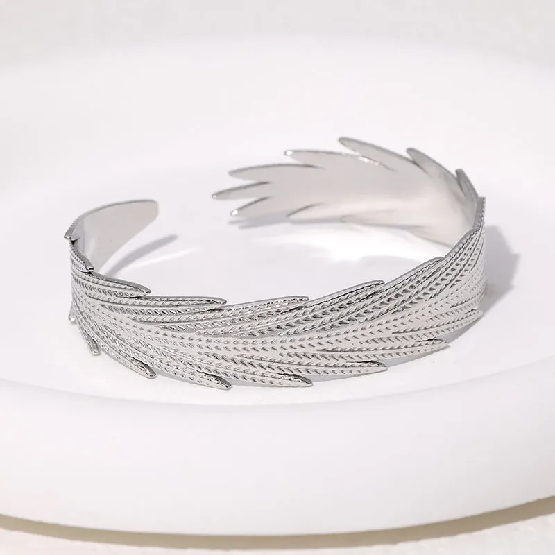 Luxurious Feather Stainless Steel Electroplating Bangles