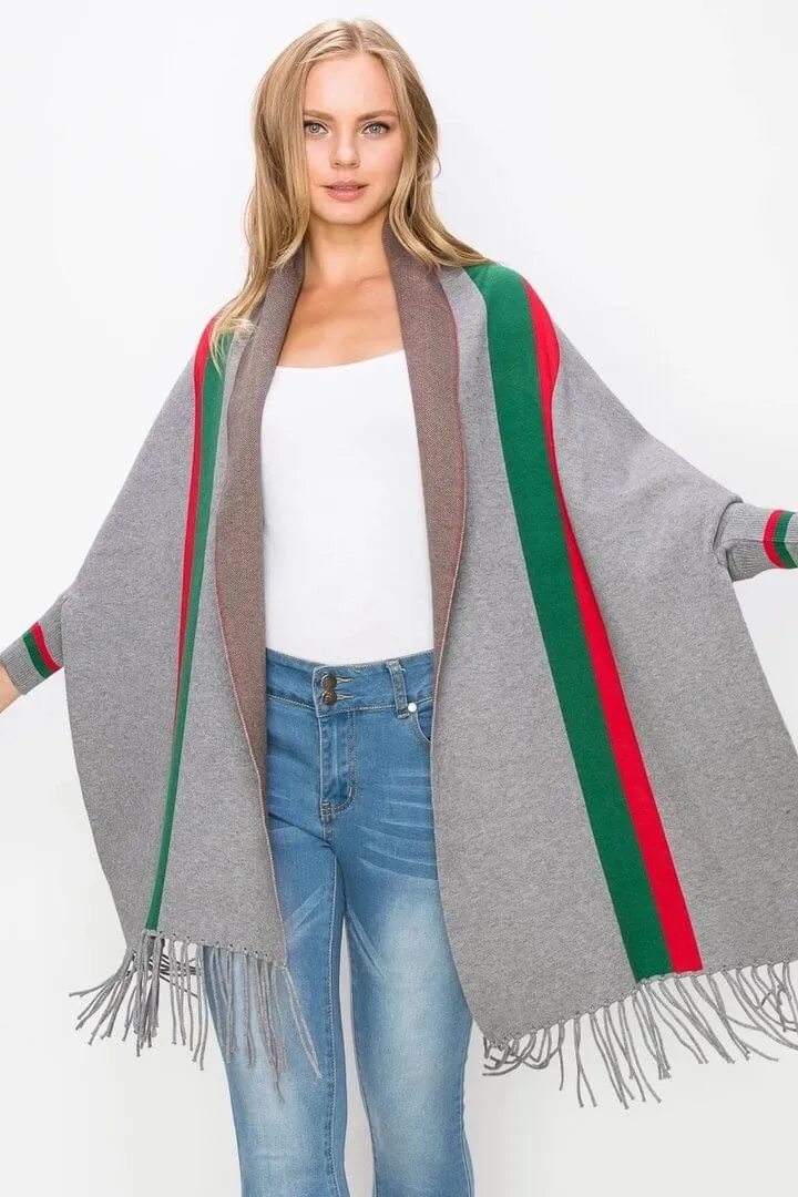 Luxurious Fringe Stripe Shawl