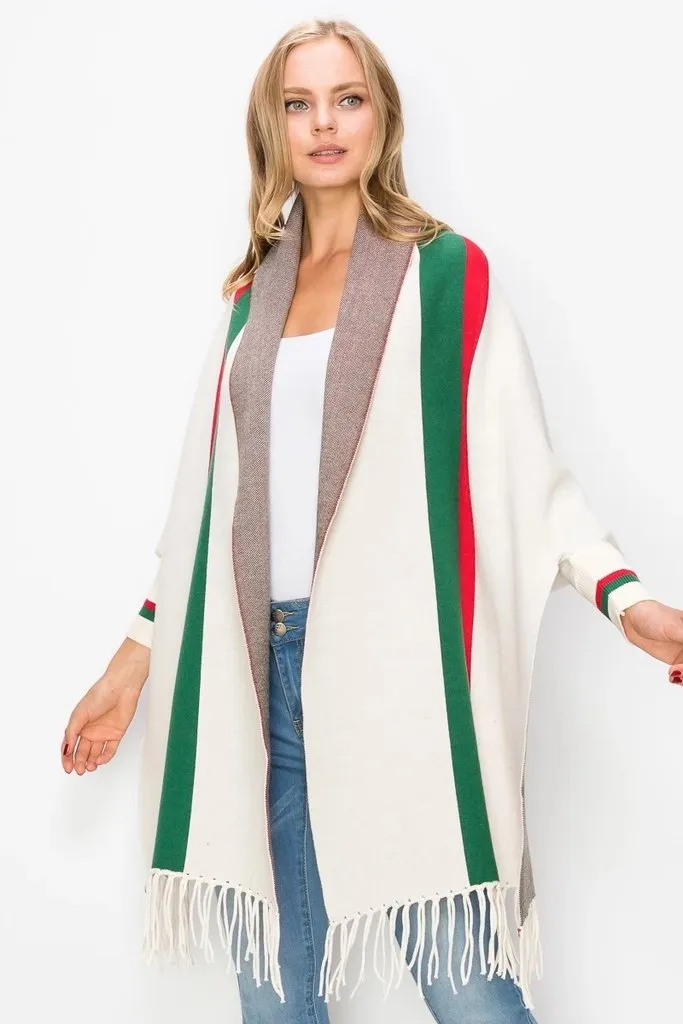 Luxurious Fringe Stripe Shawl