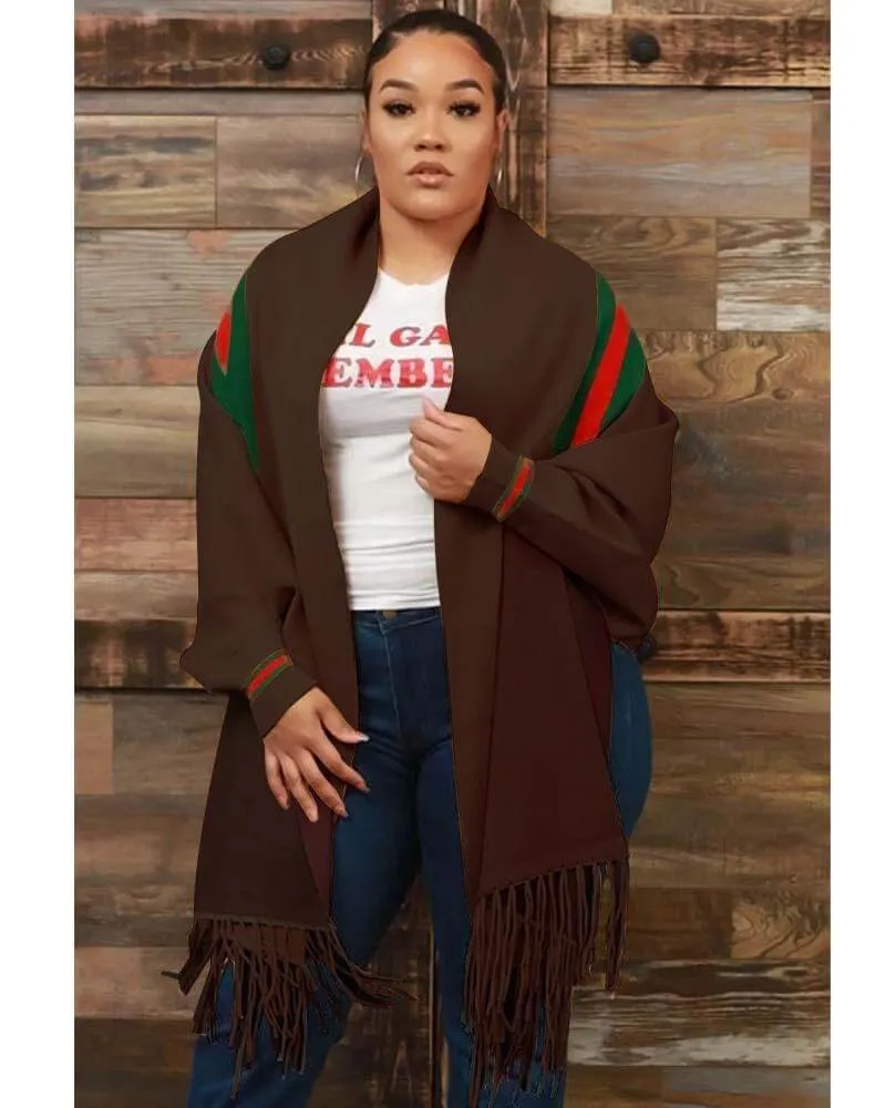 Luxurious Fringe Stripe Shawl