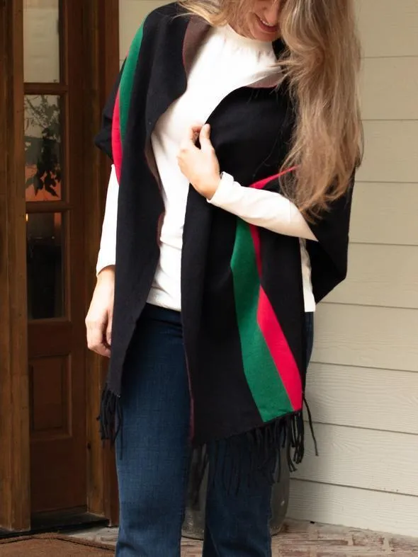 Luxurious Fringe Stripe Shawl