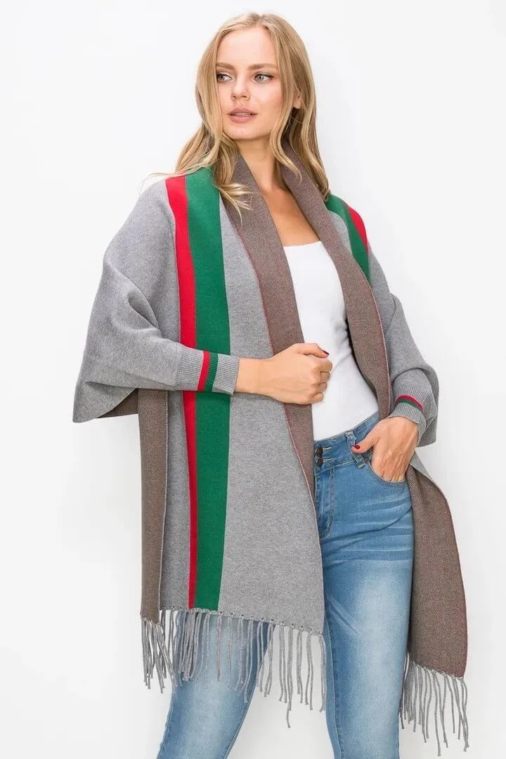 Luxurious Fringe Stripe Shawl