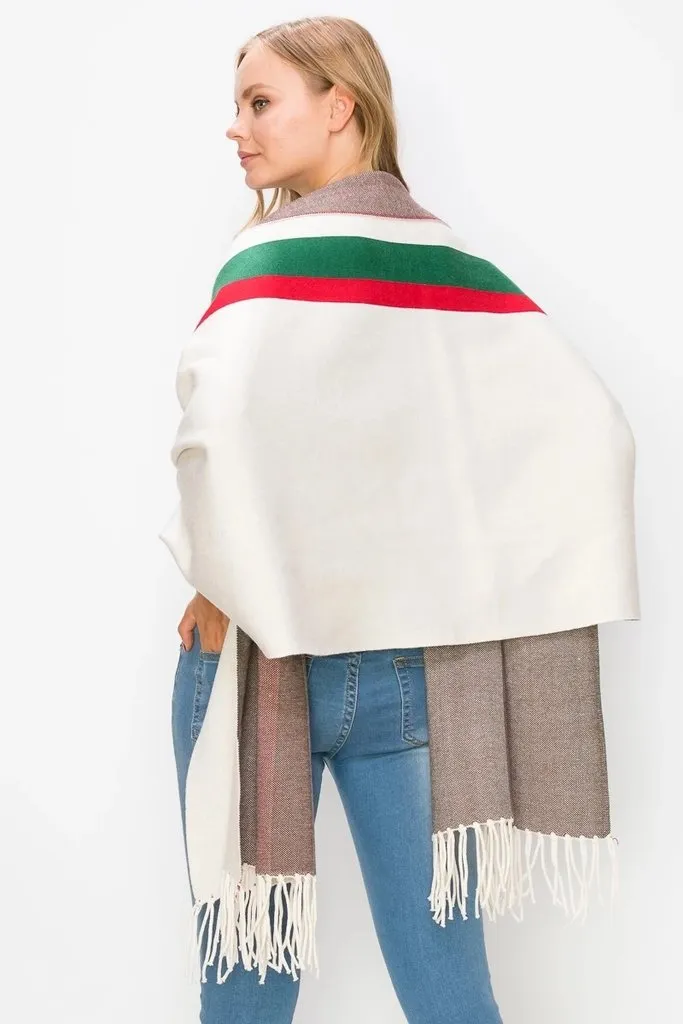 Luxurious Fringe Stripe Shawl